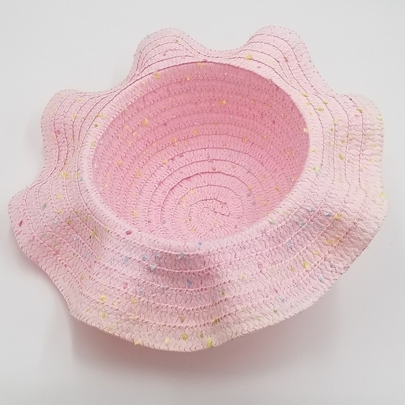 NWOT Woven Hat Confetti Easter Bucket Ruffle Brim - Picture 3 of 5